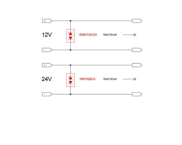 DC 12V/24V-電源口靜電放電防護方案